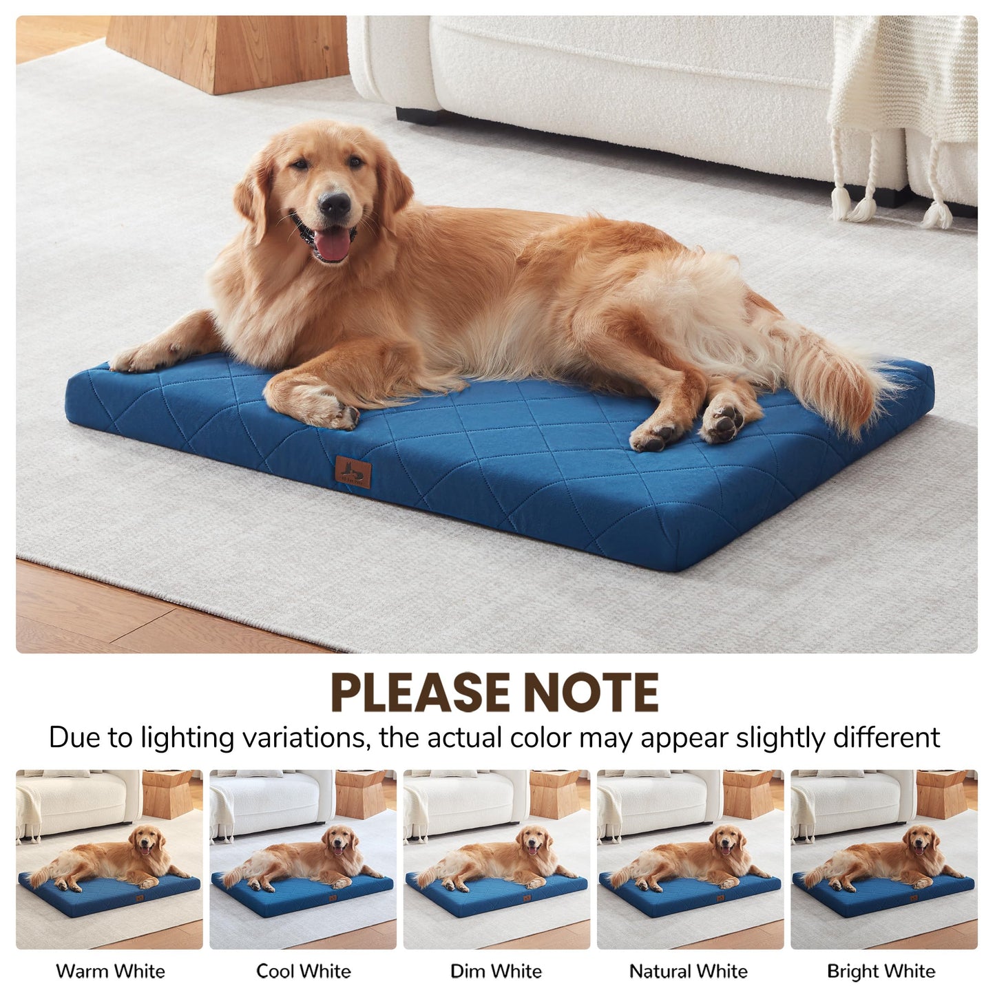 Warmrest Orthopedic Dog Bed Mat Large Medium Sized Dogs, Waterproof Dog Crate Bed with Removable Cover, Washable Pet Bed with Egg Crate Foam, 35"x22", NOT Chewproof