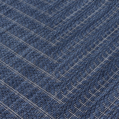 Adiva Rugs Outdoor Indoor Area Rug, Weather Resistant, Easy to Clean, Stain Resistant Floor Mat for Dining Room, Backyard, Deck, Patio (Navy Weiss, 6' x 9')