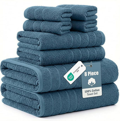 Casa Platino 8 Pcs 100% Cotton Luxury Towel Set
