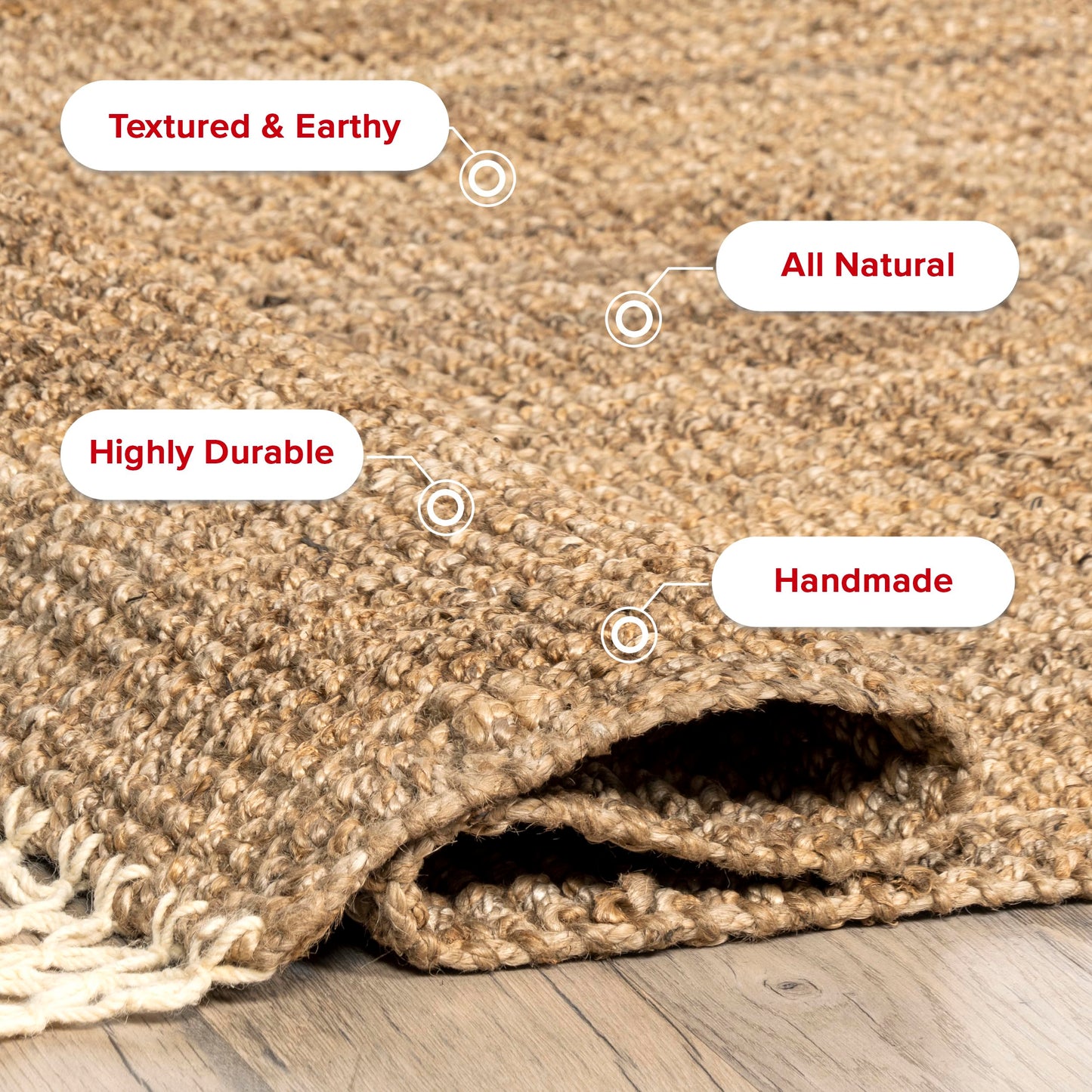 Nuloom Raleigh Natural, 2'6" x 6', Handmade, Jute & Wool, Soft and Textured, High Traffic, Stain Resistant, Easy Clean, Durable Runner for Bedroom, Living Room, Dining Space, Den, Foyer, Entryway