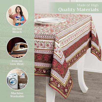 Maison d' Hermine Table Cloth Rectangle Table 100% Cotton 60 x 90 Inches Fall Tablecloth Reusable Everyday Use for Thanksgiving Christmas Decorations Dining Farmhouse Party (Reveillon Au Jardin)