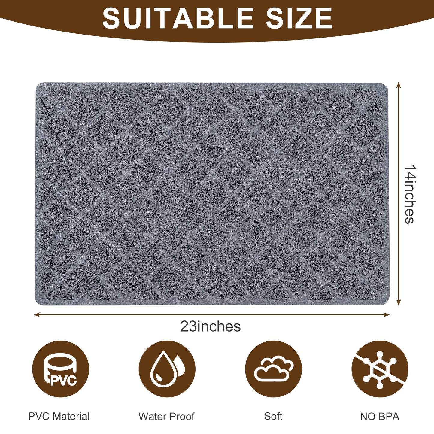 BOOMIBOO Cat Litter Mat Litter Box Mat，Litter Trapping Mat Premium Durable PVC Pad, 23 x 14 Inches, Easy to Clean，Non-Slip，Urine Waterproof