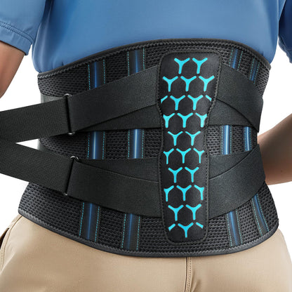 Rakiie Back Brace for Lower Back Pain, 7 Stays Ergonomic Support Brace with Comfortable 3D Pad, Easy to Put On/Off Lumbar Support Belt for Women Men, Pain Relief from Sciatica, Herniated Disc, Size M (Waist: 33.5"-39.4")