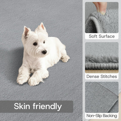 CASTLYE Solid Washable Area Rug - 3x5 Medium Pile Faux Cashmere Carpet for Living Room Bedroom, Grey