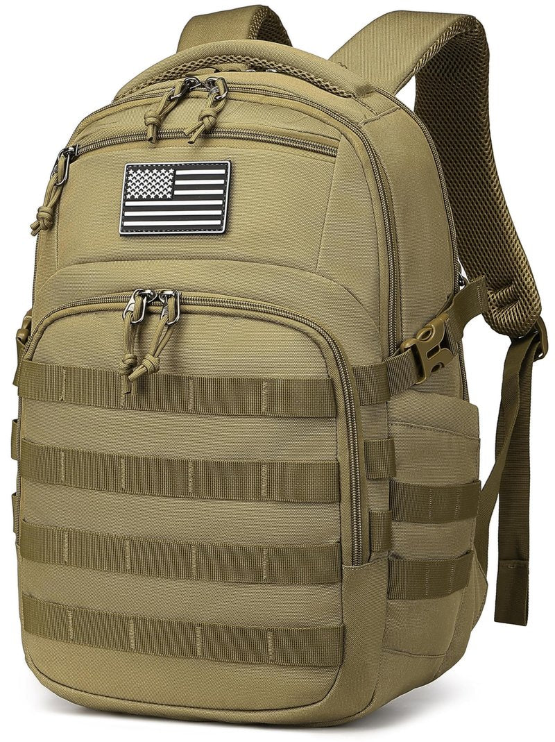 Wotony Military tactical backpack, backpack for men black small tactical assault bag (Khaki, 20 inch)