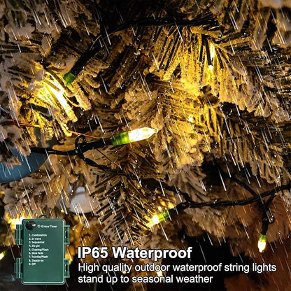 Battery Operated Christmas Lights, 28Ft 80 LED String Lights 8 Modes with Timer Mini Lights for Indoor Outdoor Wreath Wedding Party Garden Home Decor, Waterproof, Warm White（2 Pack）