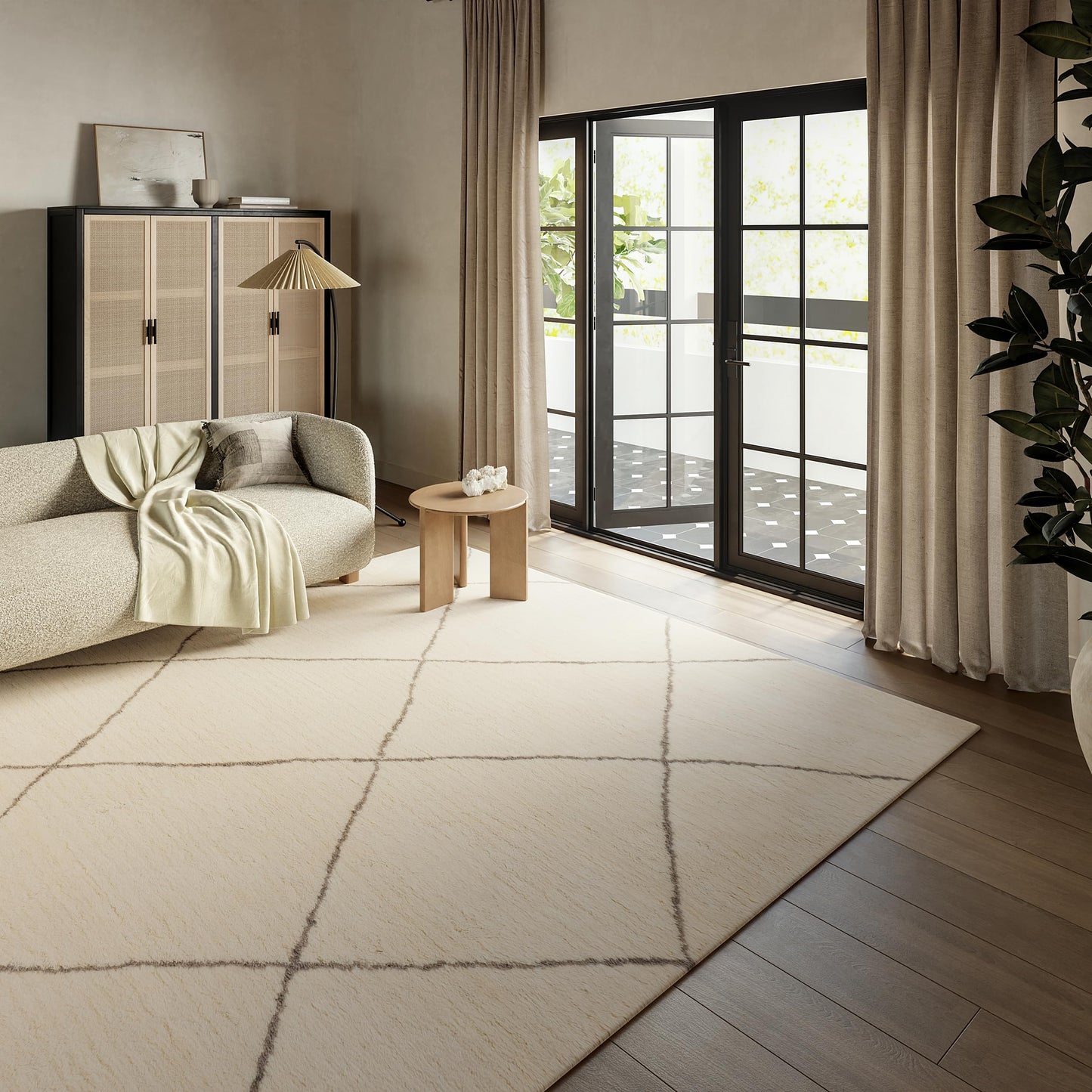 Rugs USA Beachwood Ivory/Grey, 6' x 9', Handmade, Trellis, Wool, Soft and Cozy, High Traffic, Stain Resistant, Easy Clean, Durable Area Rug for Bedroom, Living Room, Dining, Den, Foyer, Entryway