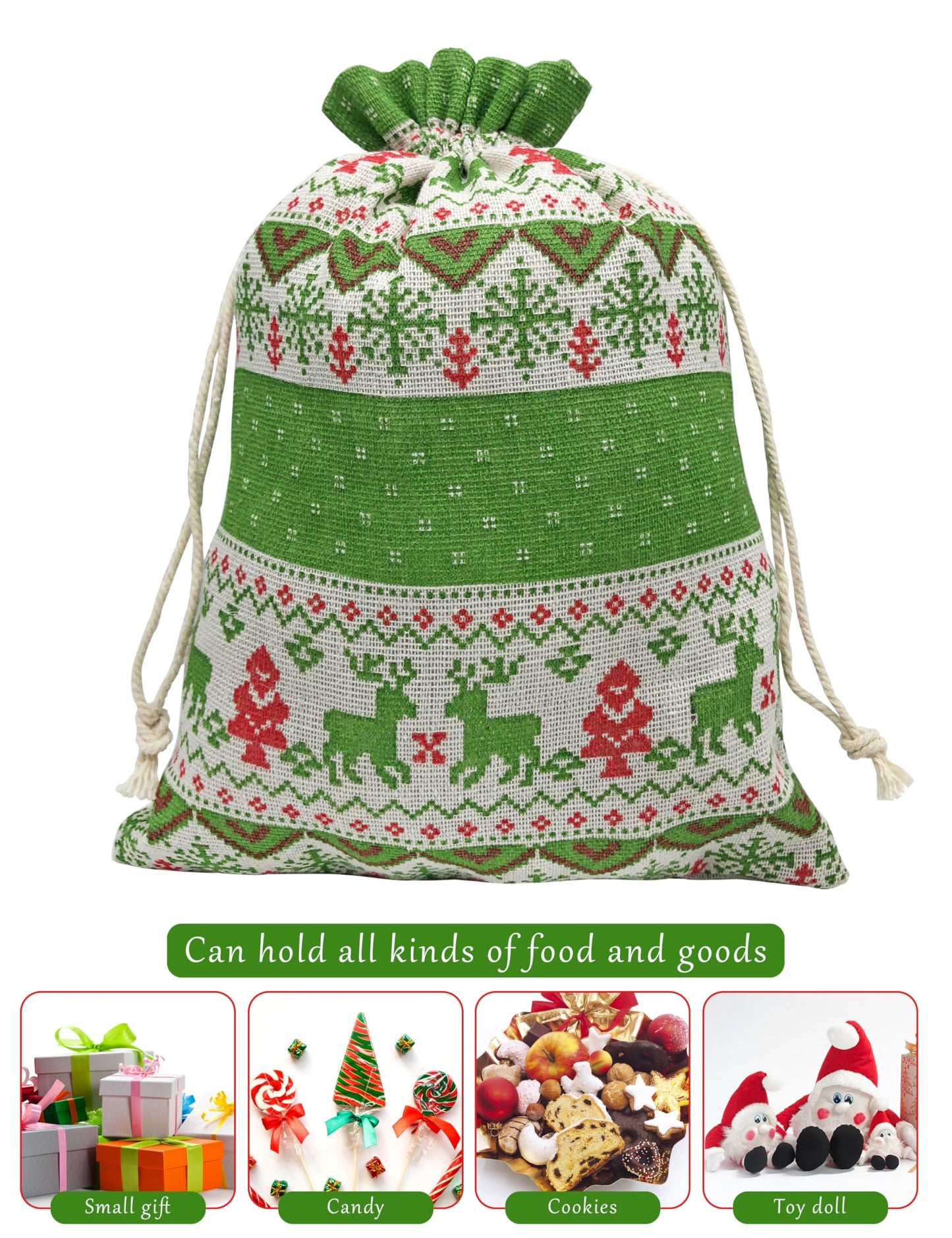 Jexila 24PCS Christmas Burlap Gift Bags 6X9 Inch Large Christmas Drawstring Goody Candy Treat Bags Reusable Christmas Linen Party Favor Pouch Jute Holiday Small Presents Wrapping Bags