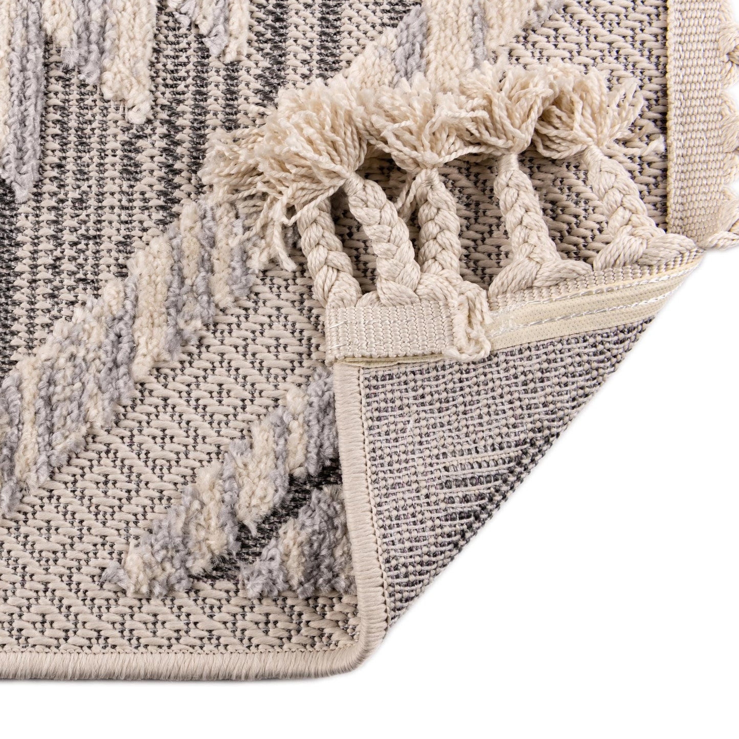 Rugs.com - Arlo Rug – 4' x 6' Sandy Beige Stain-Resistant Textured Area Rug – Modern Tribal Design with Fringe, Perfect for Living Rooms, Bedrooms, and Home Offices