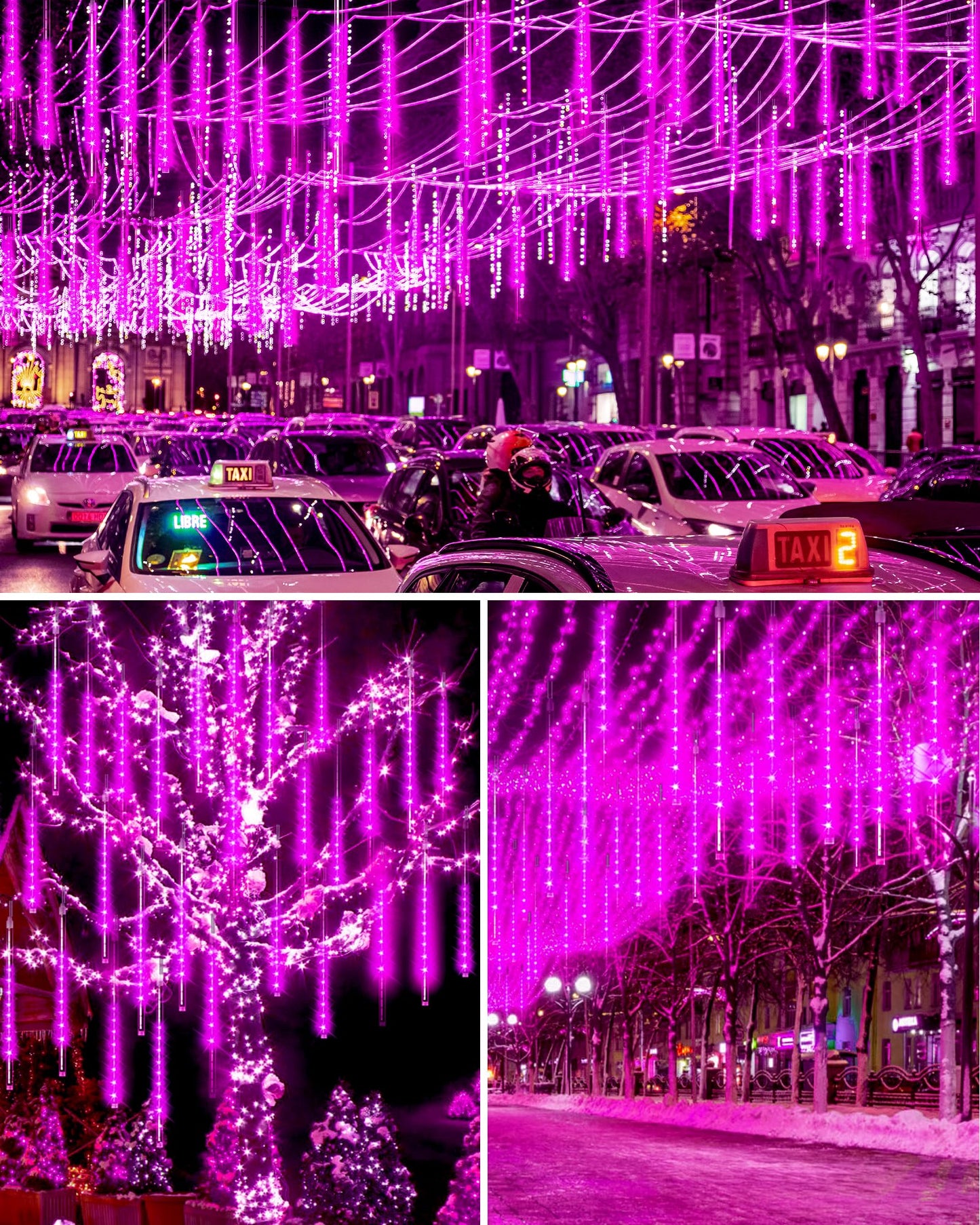 Blingstar Meteor Shower Lights Outdoor Christmas Lights, 16 Inch 10 Tubes 360 LEDs Falling Rain String Light with Timer, Waterproof Plug in Icicle Light for Tree Porch Roof Yard Xmas Decoration