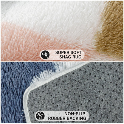 PureCozy Checkered Rug 8x10 for Living Room, Modern Rainbow Shag Rug Washable Non-Slip Large Area Rug Super Soft Indoor Fuzzy Carpet Fluffy Rugs for Bedroom Home Aesthetic Decor