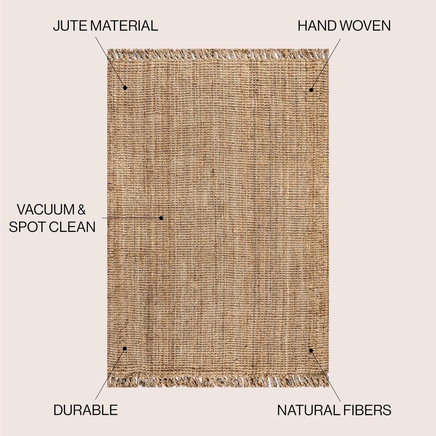 JONATHAN Y Handwoven Jute Fringe Natural Runner Rug, 2x8, Pata, Bohemian, Rustic, Cottage, Easy-Cleaning for Living Room, Bedroom, Kitchen, Non-Shedding (NRF103A-2)