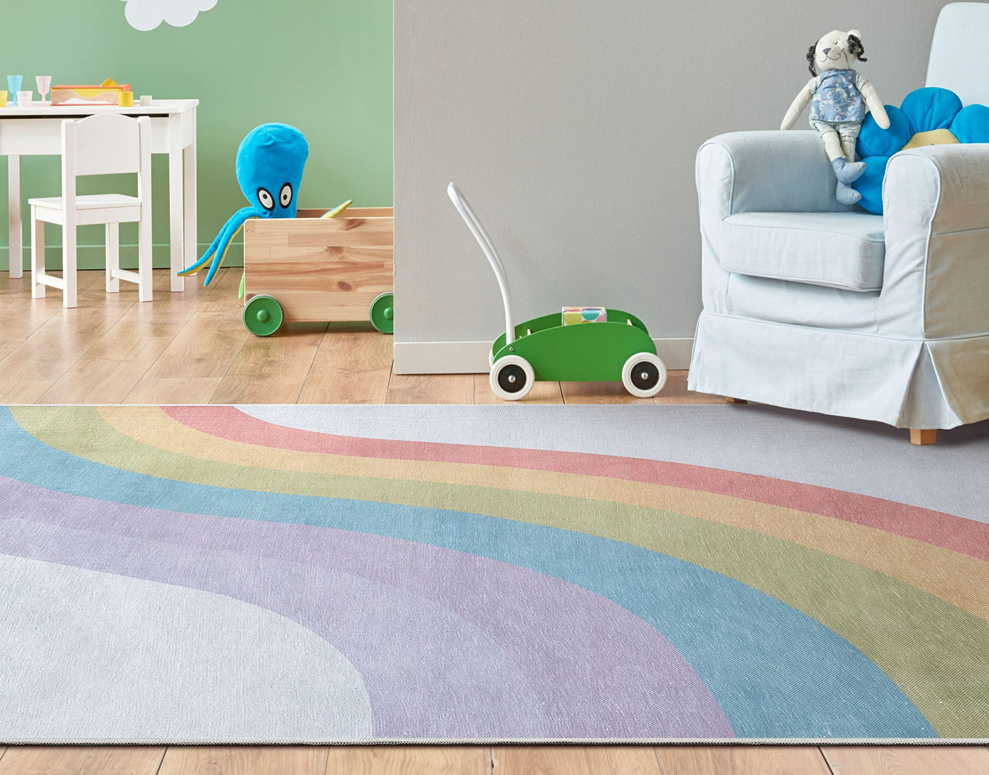 Well Woven Kids Rugs Rainbow 3'3" x 5' Multi Color Modern Flat-Weave Playroom Area Rug