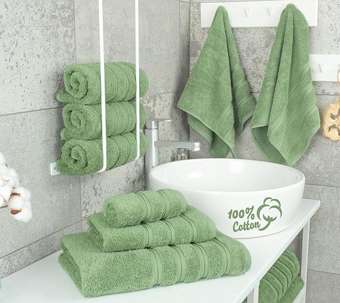 American Soft Linen Luxury 6 Piece Towel Set, 2 Bath Towels 2 Hand Towel 2