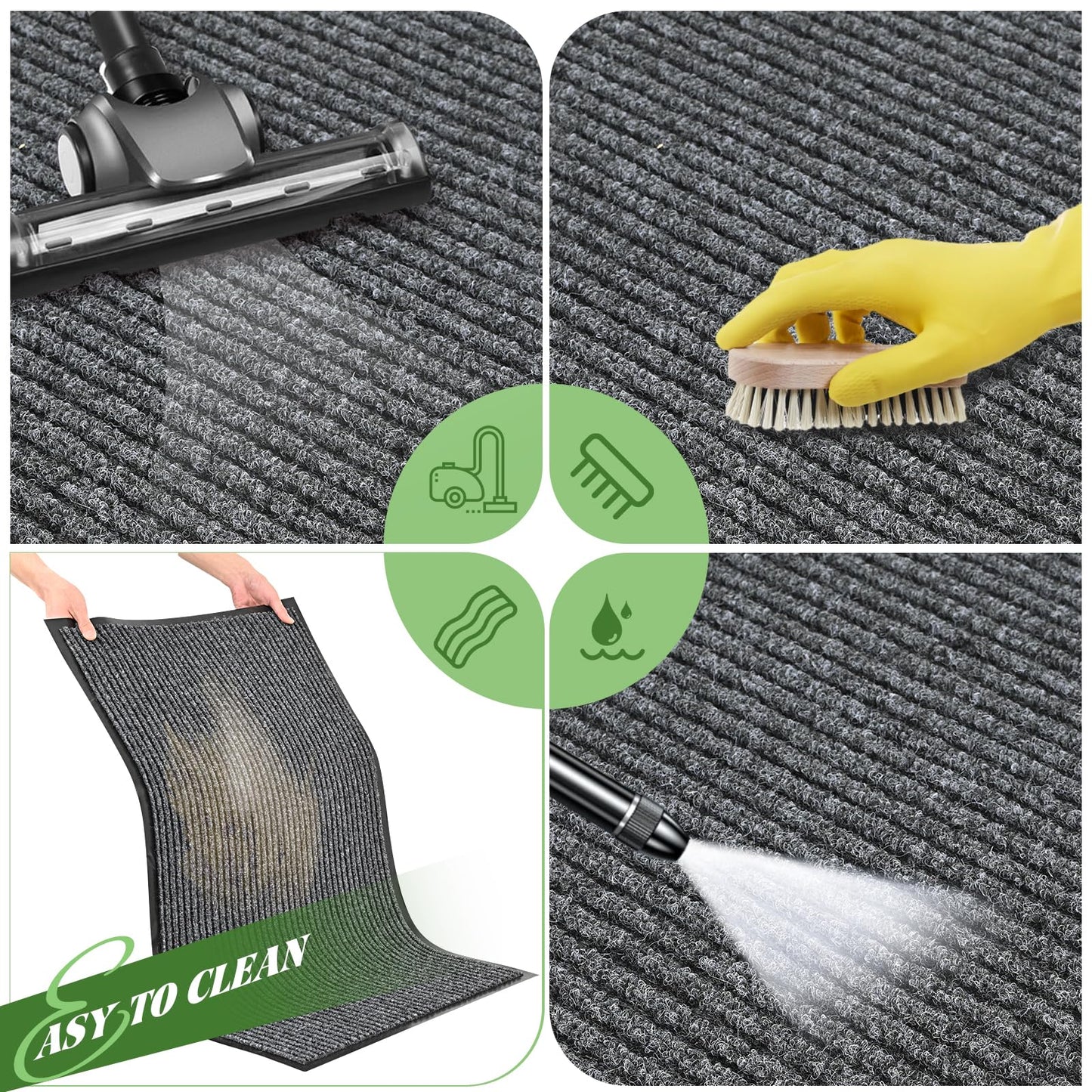 REWOMC Door Mat Heavy Duty Outdoor Indoor Doormat Low Profile Front Door Mat Large 48x72 inch Light Gray Entrance Welcome Mats Easy Clean Patio Entrance Mat Waterproof Anti-Skid Rubber Backing