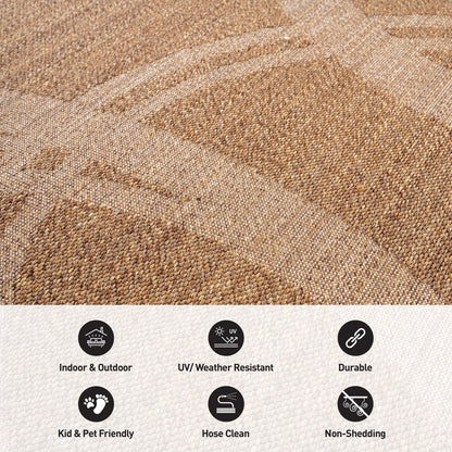 Rugshop Abstract Indoor Outdoor Flat Woven Area Rug,Natural Jute-Style,Easy-Care Patio Rug for Backyard Porch Deck Balcony, 4' x 6' Sand/Natural