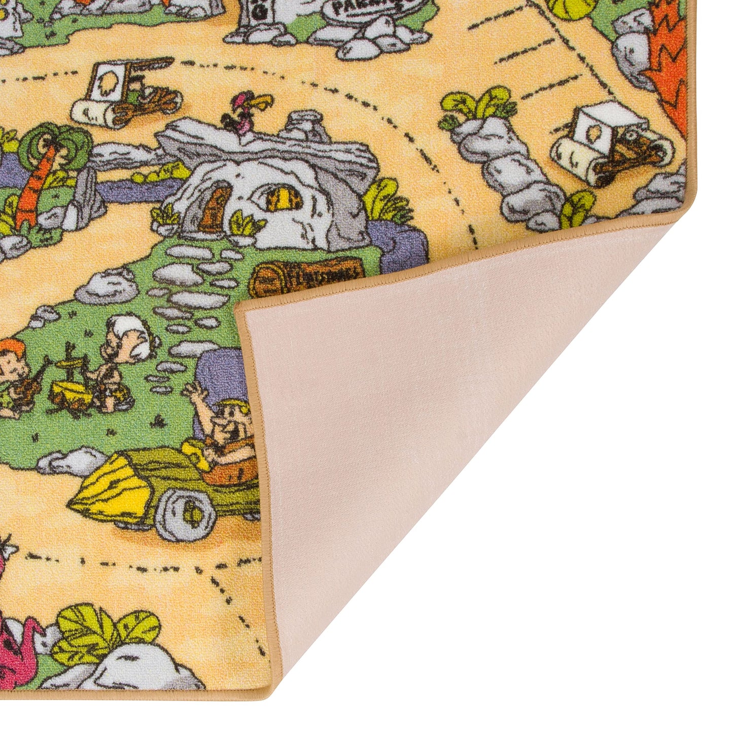 The Flintstones Bedrock City Adventure Road Play Rug 3x5| Kids Interactive Toy Car Play Mat Carpet for Toddler Classroom, Playroom & Baby Nursery