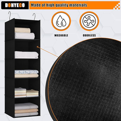 Hanging Closet Organizer and Storage 5-Shelf, Easy Mount Foldable Hanging