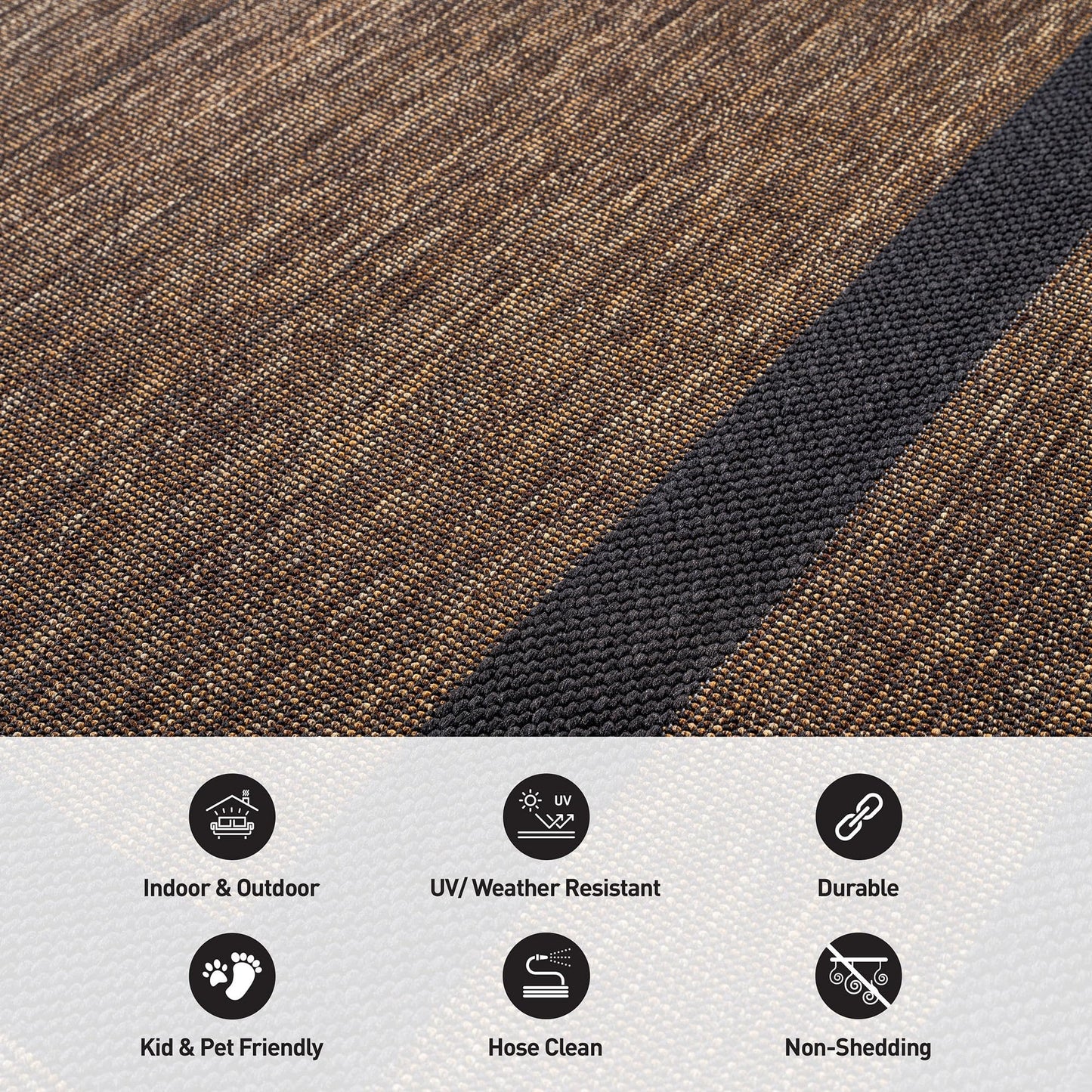 Rugshop Border Plain Indoor Outdoor Flat Woven Area Rug,Natural Jute-Style,Easy-Care Patio Rug for Backyard Porch Deck Balcony, 6'6" x 9' Dark Gray/Natural