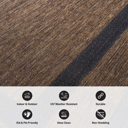 Rugshop Border Plain Indoor Outdoor Flat Woven Area Rug,Natural Jute-Style,Easy-Care Patio Rug for Backyard Porch Deck Balcony, 6'6" x 9' Dark Gray/Natural