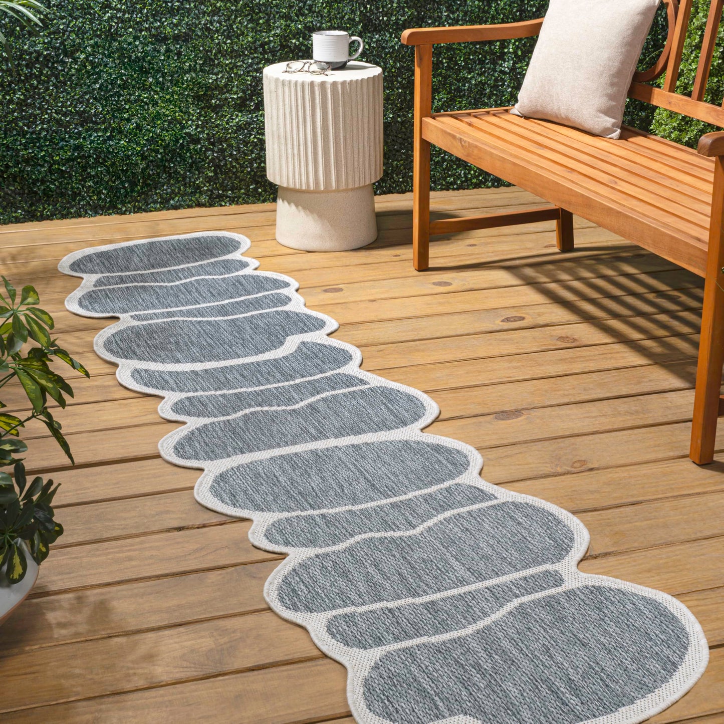 JONATHAN Y Rustic Abstract Indoor Outdoor Runner Rug 2X8 Blue/Cream, Jasper Modern for Backyard, Patio, Porch, Easy-Cleaning, High Traffic, Pet-Friendly, Non-Shedding (SHP101C-28)