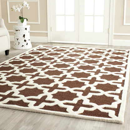 SAFAVIEH Cambridge Collection 3' x 5' Dark Brown / Ivory CAM125H Handmade Moroccan Premium Wool Area Rug