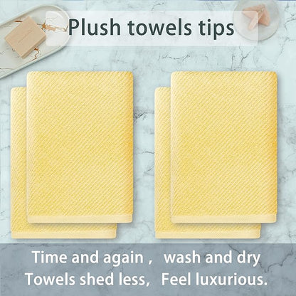 Yellow Bath Towels, Luxury Bath Towels Set of 4, Large 30"x56"