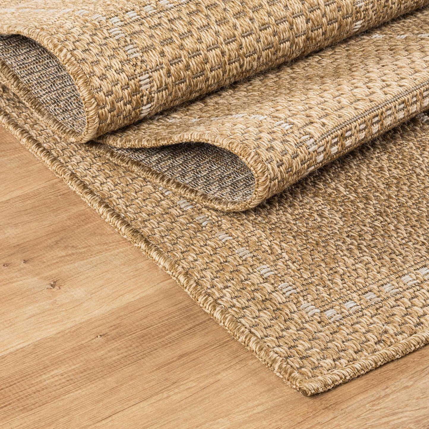 Beverly Rug Easy Jute Checkered Squared Rug 9x12 Washable Large Indoor Outdoor Area Rugs for Living Dining Room Patio Office Stain Resistant Non Shedding Casual Indoor Outside Carpet 9 x 12 Natural