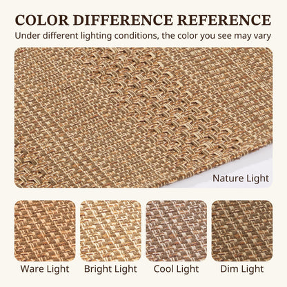 MatEssenz 3x5 ft Washable Area Rug, Textured Natural Woven Low-Profile Entryway Rug with Non-Slip Backing, Neutral Light Brown Accent Rug for Bedroom, Living Room