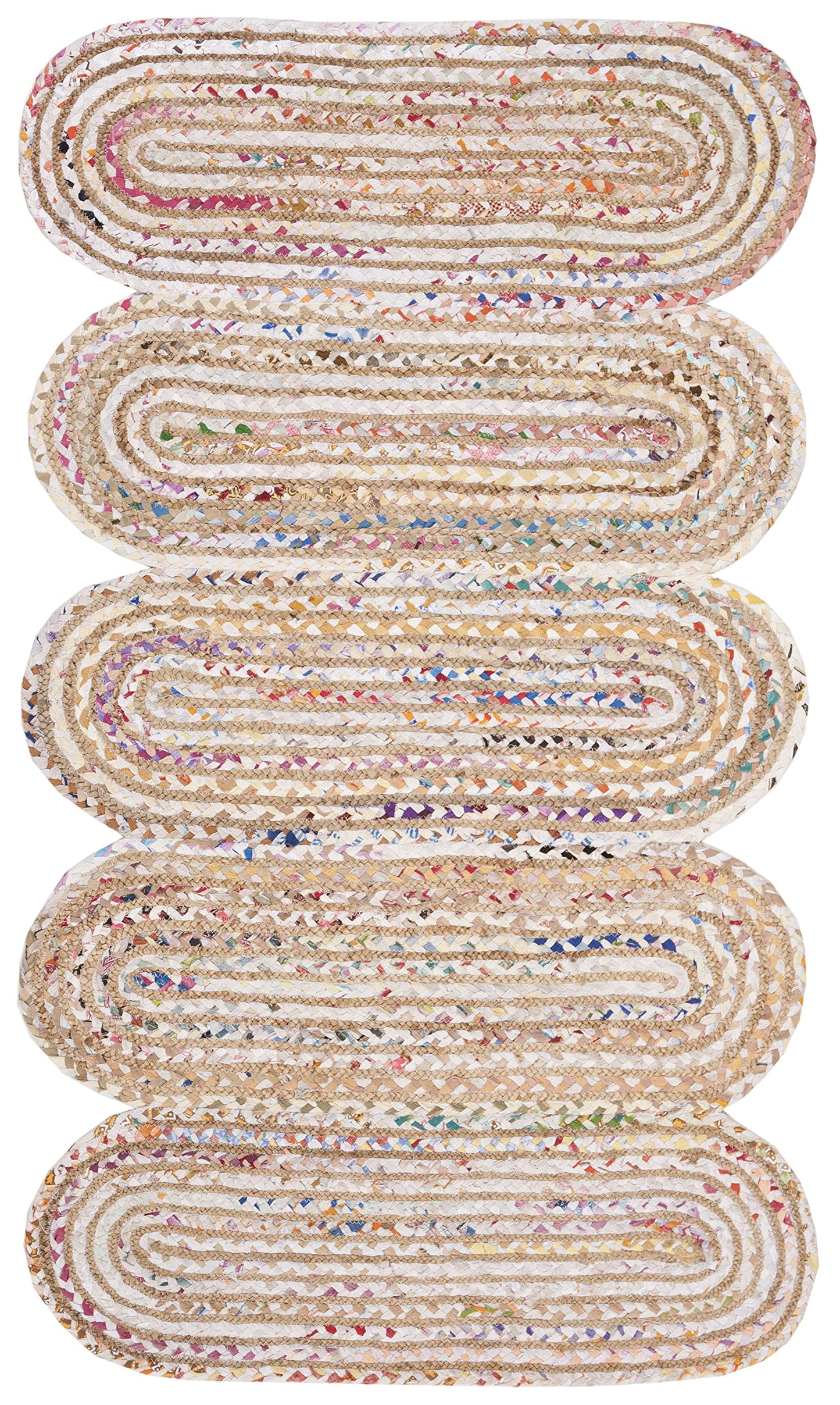 SAFAVIEH Cape Cod Collection Accent Rug - 3' x 5', Ivory & Multi, Handmade Braided Jute & Cotton, Ideal for High Traffic Areas in Entryway, Living Room, Bedroom (CAP208A)
