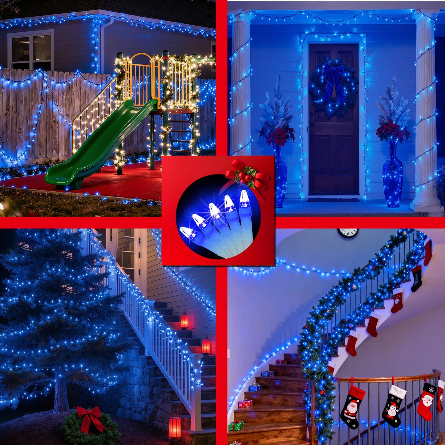 XIKENGSHQ 1500LED Christmas Lights Outdoor Use, 470ft 12 Modes Blue LED String Lights with Timer Dimmable, Waterproof Christmas Tree Lights for Xmas Patio Yard Fence Balcony Garden Party Decor Blue