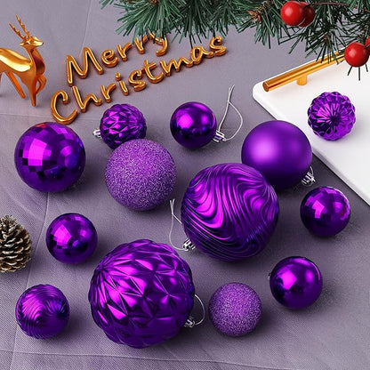 Annecy Christmas Tree Ornaments - 36 PCS Shatterproof Christmas Ball Ornaments Set for Holiday, Wreath & Party Decorations (Multi-Size, Purple)