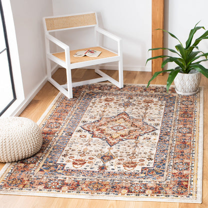 SAFAVIEH Bijar Collection 3' x 5' Ivory / Rust BIJ652A Traditional Oriental Distressed Non-Shedding Living Room Bedroom Accent Rug