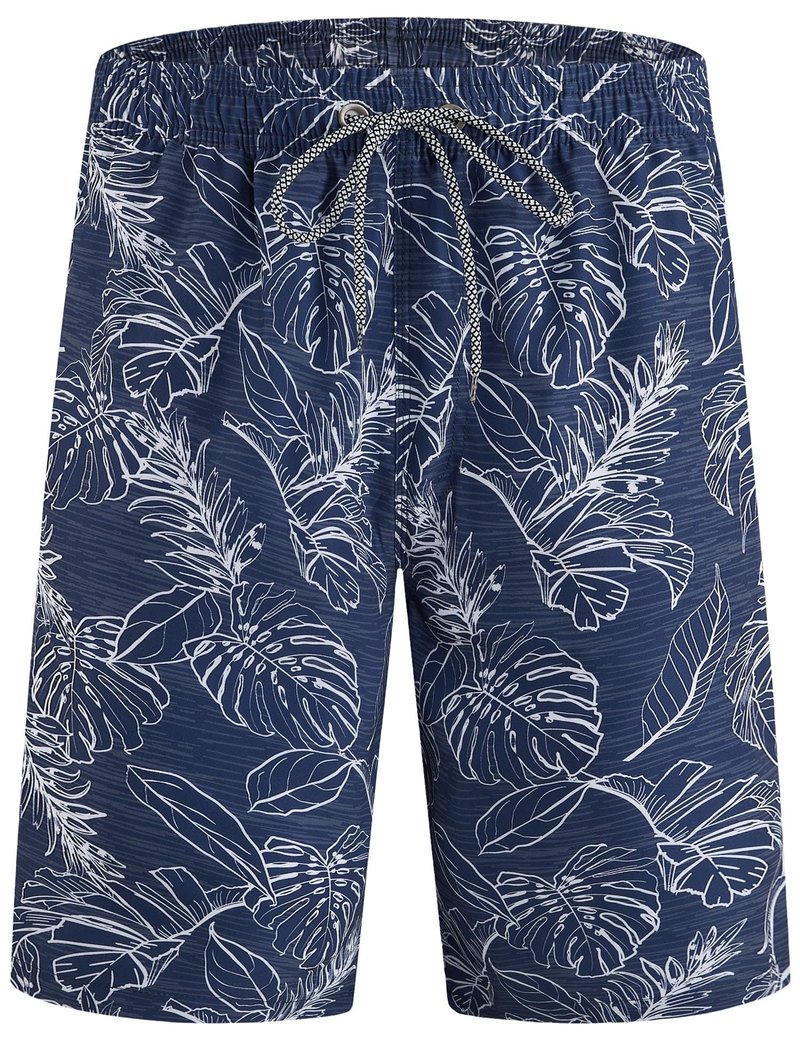 ELETOP Men's Swim Trunks Quick Dry Bathing Suit Swimming Board Shorts Mesh Lining Beach Swimwear Palm Leaf Blue S