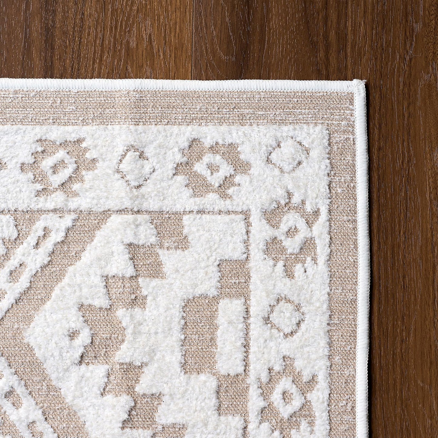 RAMEFILD Moroccan Washable Entryway Rug 2x3, Geometric Woven Area Rug, Non-Slip Boho Accent Soft Low-Pile Front Door Mat Indoor Entrance, Small Throw Rug for Bathroom Front Porch, Cream/White
