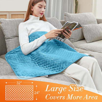 King Size Heating Pad for Back Pain 32"x24" Extra Large Electric Heating Pad for Period Cramps Relief & Body Neck Shoulder Auto Shut Off Heat Pad Temperature Settings Machine Washable Gray