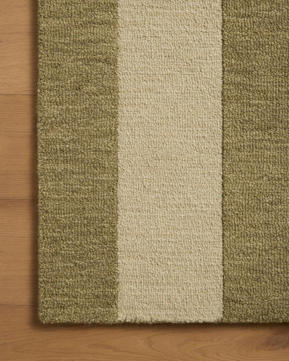 Loloi Leanne Ford Craven Collection CVN-01 Light Olive/Oatmeal 2'-6" x 7'-6" Runner Rug Geometrical, Patterned, Neutral, Hallway, Kitchen, Mudroom, and Bathroom