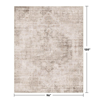 Hazo Haus Farmhouse Area Rugs for Living Room, 8x10 Washable Abstract Rug for Bedroom, Dining Room Under Table and Home Office, Ultra-Soft Low Pile Design, Stain Resistant (Beige/Brown/Peach)
