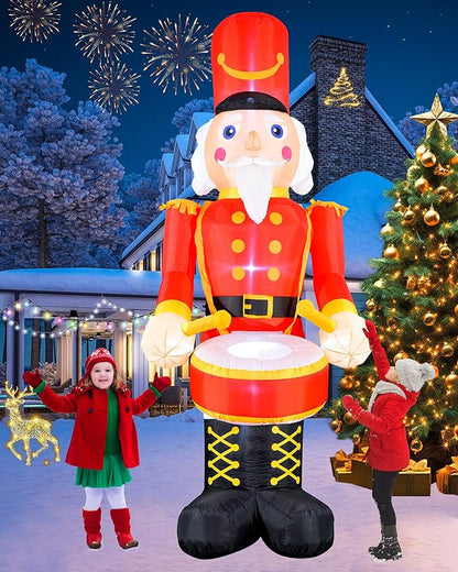 VCOKEN 12FT Christmas Inflatables Nutcracker Outdoor Decorations, Giant Christmas Inflatable with Big Bass, Built-in LEDs Inflatable Nutcracker Blow Ups for Xmas Decor Holiday Party Yard Garden Lawn