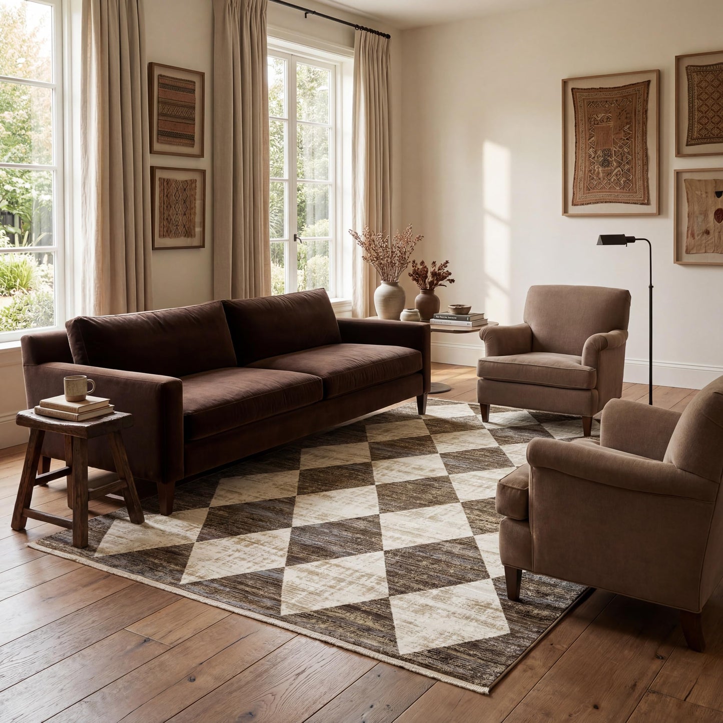 Nuloom Fringed Performance Meline Beige/Blue/Ivory, 5' x 7'10", Checkered, Soft and Cozy, High Traffic, Stain Resistant, Easy Clean, Durable Area Rug for Bedroom, Living Room, Dining, Den, Foyer