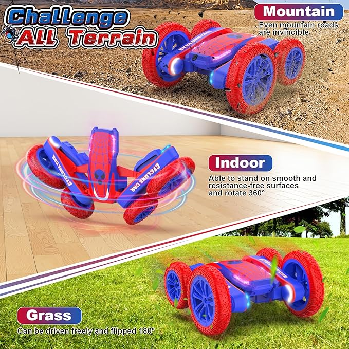 Remote Control Car Spider RC Cars Double Sided 360°Flip 4WD Rechargeable Drift RC Race Car Boys Toys Birthday Gifts for 4 5 6 7 8 9 10 11 12 Year Old Boys Easter Basket Stuffers for Kids