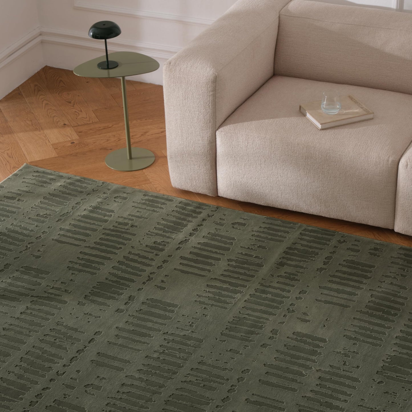 Revival Rugs Shell 5'x8' Area Rugs for Living Room Bedroom Dining Room - Washable, 100% Recycled, Oeko-TEX Certified, Modern, Medium Pile, Green