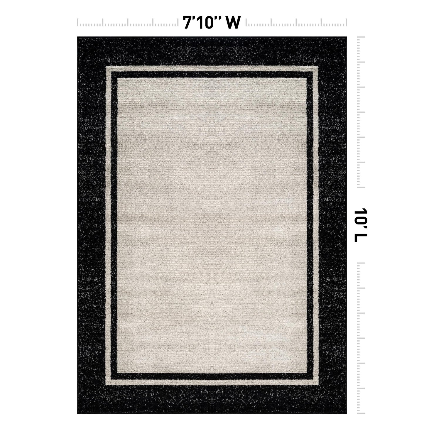 Rugshop Modern Transitional Bordered Indoor Area Rug for Living Room,Bedroom,Kitchen Rug Low Pile Rug with Jute Backing 7' 10" x 10' Cream