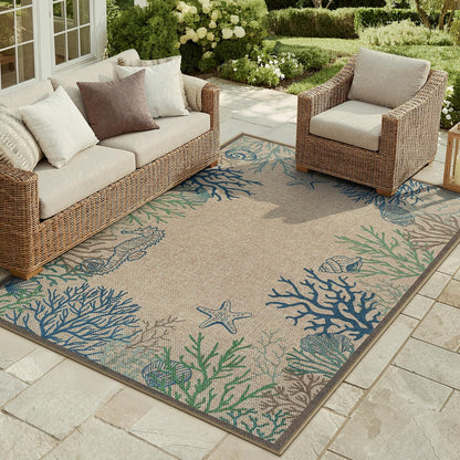 LIVEBOX Modern Easy Jute 5x7 Outdoor Rug, Washable Area Rugs for Living Room Patio Coastal Animal Indoor Outdoor Rug, Boho Farmhouse Non Slip Carpet for Backyard Foyer Dining Room(Olive, 5'x7')