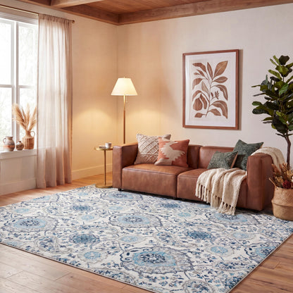 SAFAVIEH Area Rug 8x10 - Madison Collection - Large - Cream & Light Grey, Boho Chic Glam Paisley Design, Non-Shedding & Easy Cleaning, Ideal for Living Room, Bedroom, Office, Dining Space (MAD600C)