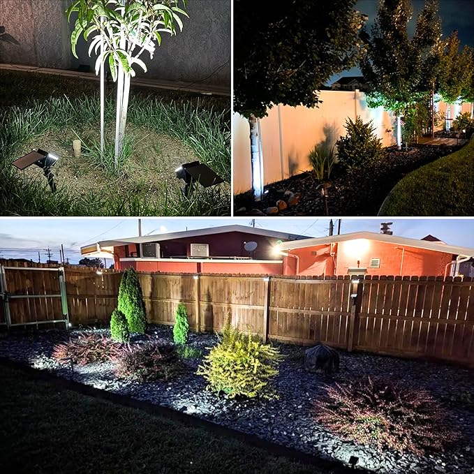 VOLISUN Solar Spotlight Outdoor, IP67 Waterproof Solar Landscape Spot Lights，Uplights for Yard Garden Pathway - 12 Pack (Cool White) 27 LED 3 Lighting Modes