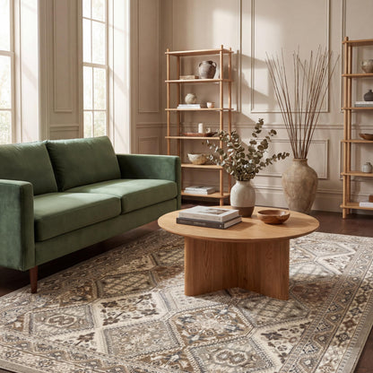 nuLOOM 8x10 Becca Traditional Tiled Area Rug, Taupe, Faded Transitional Design, Stain Resistant, For Bedroom, Dining Room, Living Room, Hallway, Office, Kitchen, Entryway