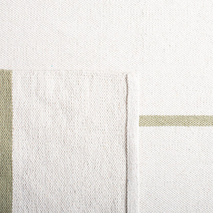 SAFAVIEH Montauk Collection Accent Rug - 4' x 6', Light Green & Ivory, Handmade Flat Weave Boho Farmhouse Cotton Modern Stripe, Ideal for High Traffic Areas in Entryway, Living Room, Bedroom (MTK311J)