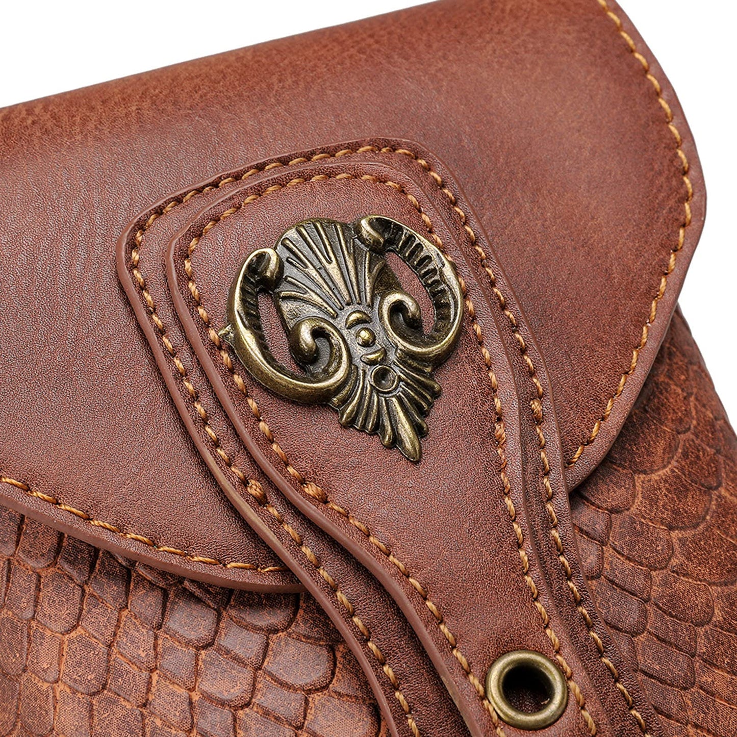 Small Crossbody Bag Shoulder Purse Leather Belt Pouch Waist Bag Fanny Pack Phone Holder Medieval Vintage Festival Renaissance Punk Costume Travel Wallet (Brown 089)