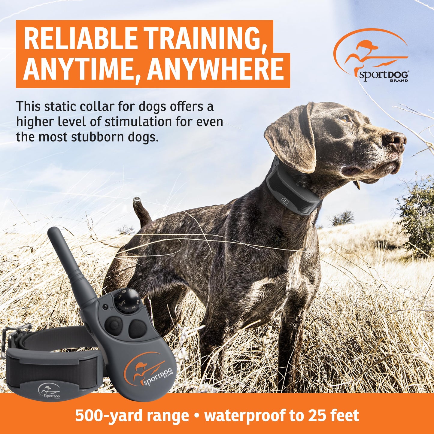 SportDOG FieldTrainer 425XS - Remote Trainer Designed for Off-Leash Control & Training - for Stubborn Dogs - 500-Yard Range - Waterproof - Quick-Charge Collar - Static, Tone, & Vibration